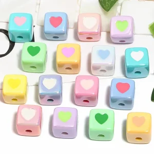 Acrylic Beads Sweet Square Heart Beads
