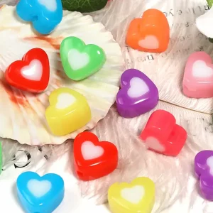 Acrylic Beads Two-tone Double Heart