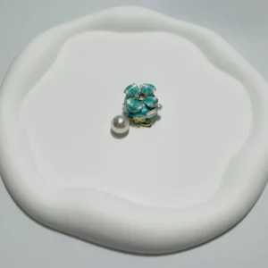 Metal Beads Blue Flower