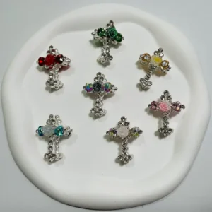 Metal Beads Cross With Flower