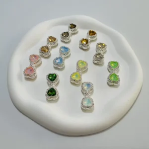 Metal Beads Double Heart