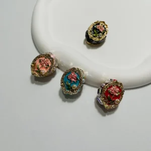 Metal Beads Enamel Flower