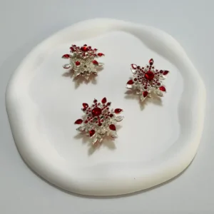 Metal Beads Spinning Red Gem Snowflake Charm