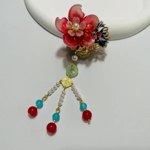Pen Toppers Red Flower With Chain